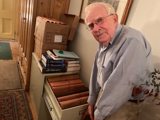 Otis Pratt Pearsall and a portion of his home archives. | Courtesy Elizabeth Rohn Jeffe 